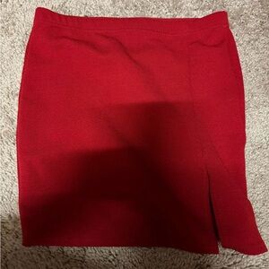PrettyLittleThing Red Pencil Skirt with Front Slit